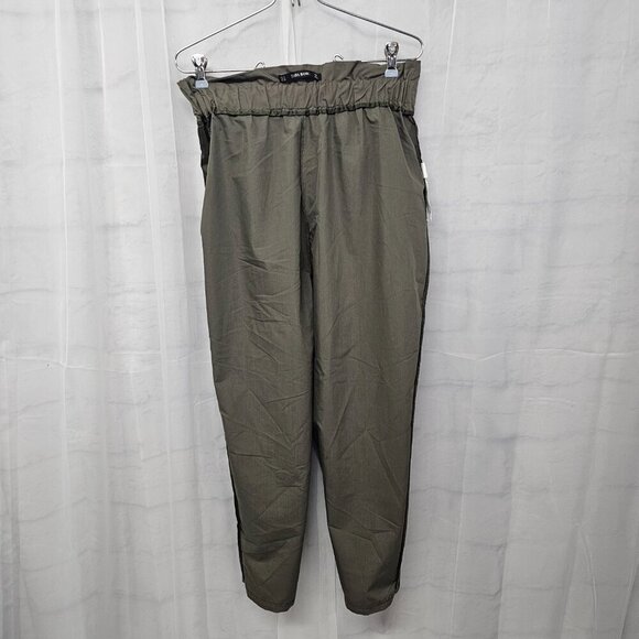 Zara Basic Olive Green Pants Straight Leg Cropped S - Picture 6 of 11